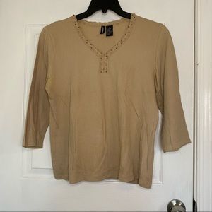 2/$10 ✨ Jason Maxwell Beaded Neckline 3/4 Sleeve Top